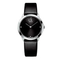 Calvin Klein Minimal Black Dial Black Leather Strap Watch for Men - K3M221CS