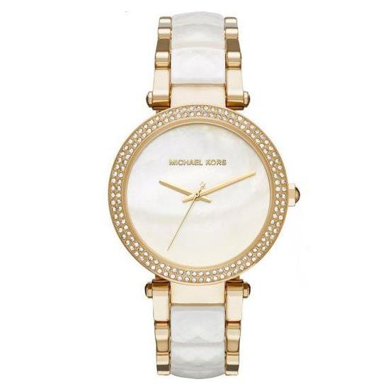 Michael Kors Parker Mother of Pearl Dial Two Tone Steel Strap Watch for Women - MK6400