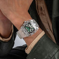 Guess Phoenix Quartz Green Dial Transparent Silicone Strap Watch For Men - GW0499G8