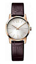 Calvin Klein City White Mother of Pearl Dial Brown Leather Strap Watch for Women - K2G23620