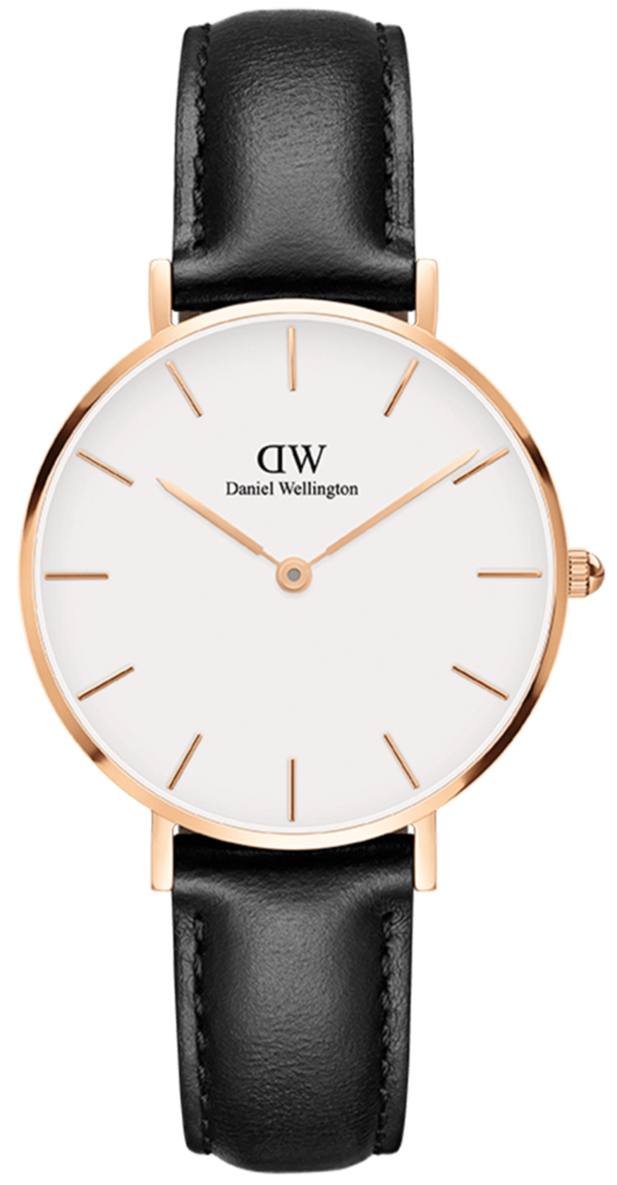 Daniel Wellington Petite Sheffield White Dial Black Leather Strap Watch For Women - DW00100174