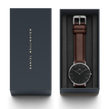 Daniel Wellington Classic Bristol Black Dial Brown Leather Strap Watch For Men - DW00100143
