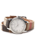 Burberry Utilitarian White Dial Multicolor Leather Strap Watch for Women - BU7849
