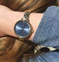 Marc Jacobs Sally Blue Dial Gold Steel Strap Watch for Women - MBM3366