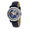Fossil Boyfriend Skeleton Blue Dial Blue Leather Strap Watch for Women - ME3136