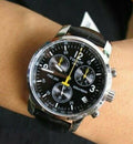 Tissot T Race PRC 200 Chronograph Quartz Black Dial Black Leather Strap Watch for Men - T17.1.526.52