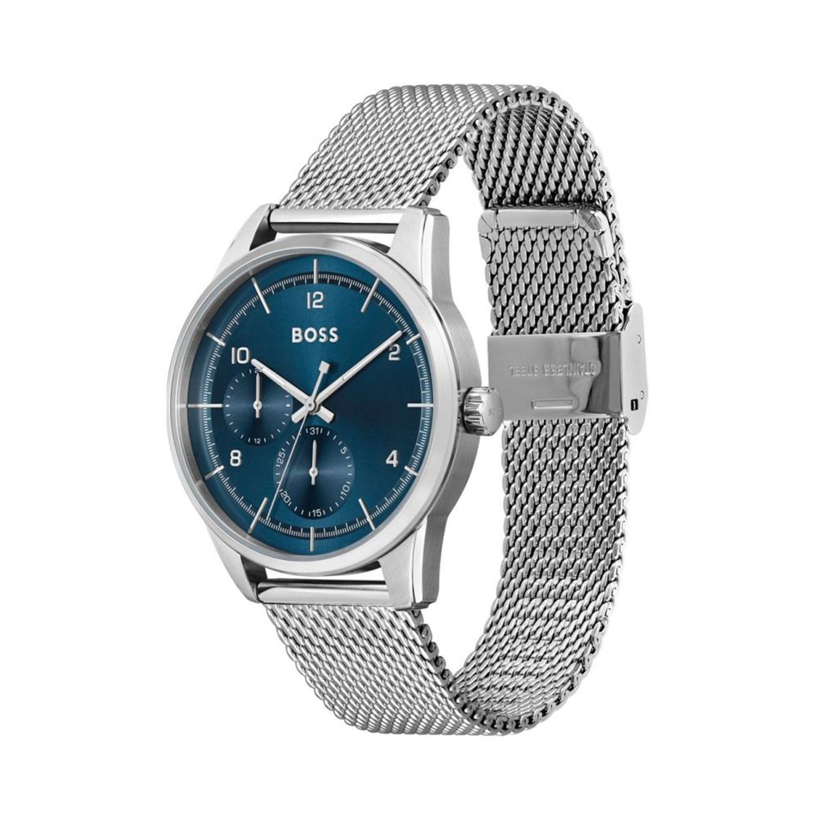 Hugo Boss Sophio Blue Dial Silver Mesh Bracelet Watch for Men - 1513942