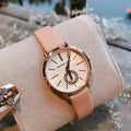 Michael Kors Petite Portia Silver Dial Pink Rubber Strap Watch For Women - MK2735