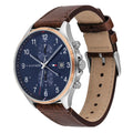 Tommy Hilfiger West Chronograph Blue Dial Brown Leather Strap Watch For Men - 1791712
