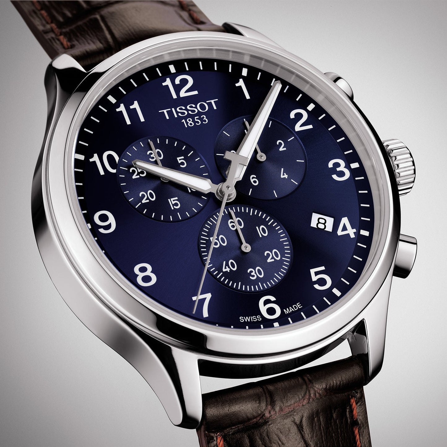 Tissot Chrono XL Classic Blue Dial Brown Leather Strap Watch For Men - T116.617.16.047.00
