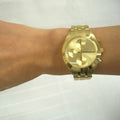 Marc Jacobs Peeker Chronograph Gold Dial Gold Steel Strap Watch for Women - MBM3393