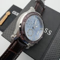 Guess Pinnacle Chronograph Quartz Blue Dial Brown Leather Strap Watch For Men - W0673G1