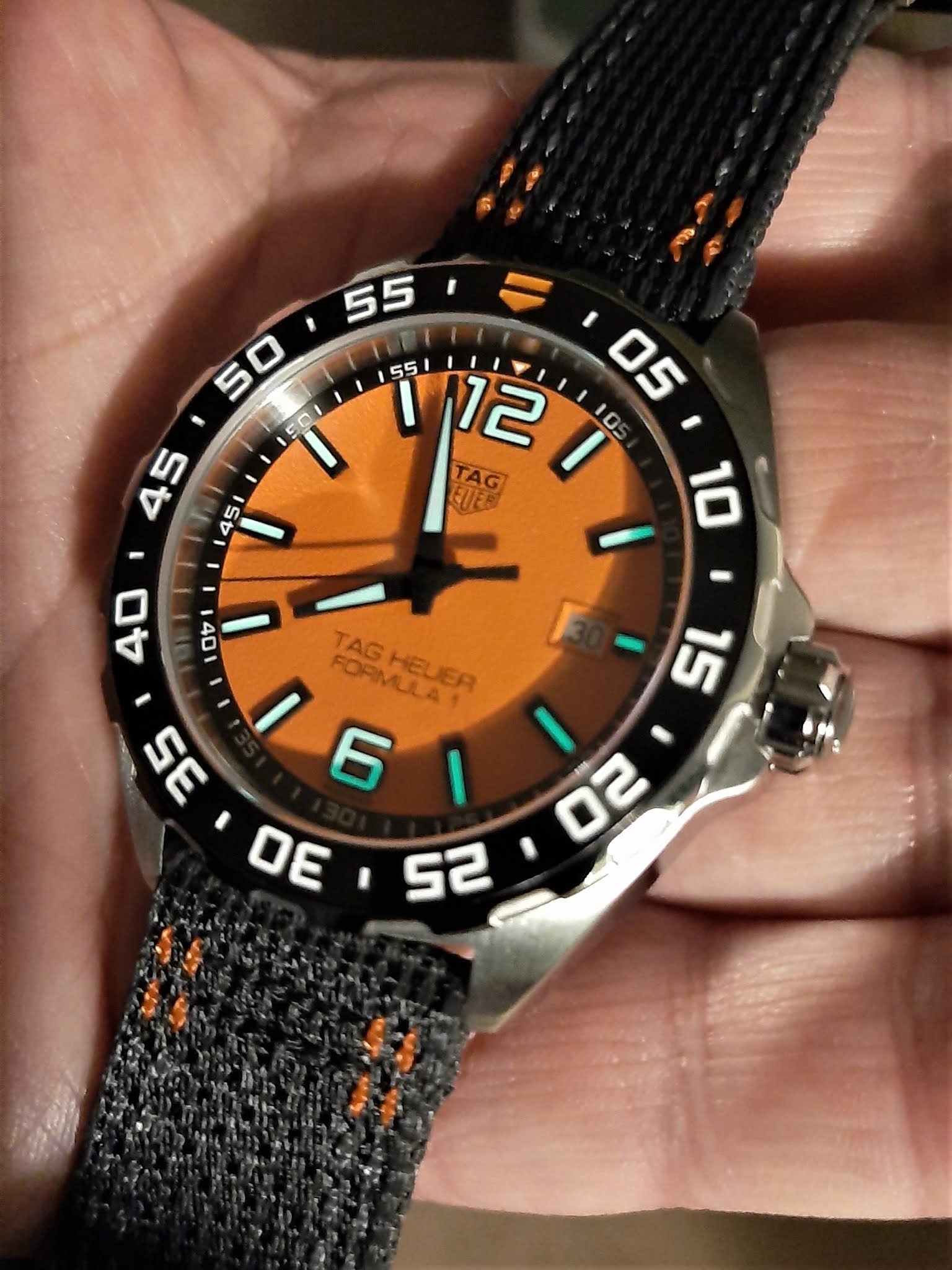Tag Heuer Formula 1 Quartz Orange Dial Black Nylon Strap Watch for Men - WAZ101A.FC8305