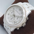 Michael Kors Runway White Ceramic Dial White Steel Strap Watch for Women - MK5161