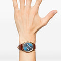 Daniel Wellington Iconic Chronograph Blue Dial Brown Leather Strap Watch For Men - DW00100639