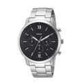 Fossil Neutra Chronograph Black Dial Silver Steel Strap Watch for Men - FS5384