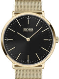 Hugo Boss Horizon Quartz Black Dial Gold Mesh Bracelet Watch For Men - HB1513735