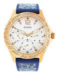 Guess Swirl Analog Quartz White Dial Blue Rubber Strap Watch for Women - W1096L4