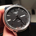 Tissot Automatics III Day Date Black Dial Black Leather Strap Watch For Men - T065.430.16.051.00