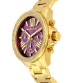 Michael Kors Wren Purple Dial Gold Steel Strap Watch for Women - MK6290