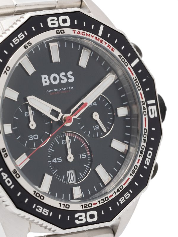 Hugo Boss Intensity Chronograph Black Dial Silver Steel Strap Watch For Men - 1513680