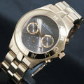 Marc Jacobs Blade Chronograph Brown Dial Rose Gold Steel Strap Watch for Women - MBM3308