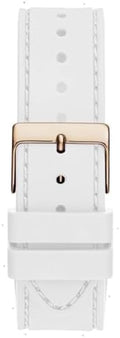 Guess Sport Multifunction Crystals Rose Gold Dial White Rubber Strap Watch For Women - GW0439L3