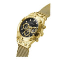 Guess Continental Chronograph Black Dial Gold Mesh Strap Watch For Men - GW0582G2