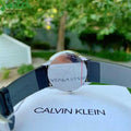 Calvin Klein Minimal Grey Dial Black Leather Strap Watch for Men - K3M221C3