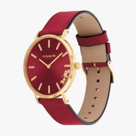 Coach Perry Red Dial Red Leather Strap Watch for Women - 14503852