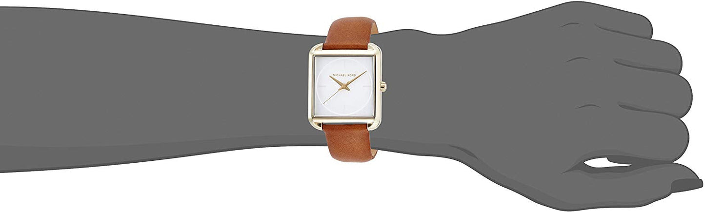 Michael Kors Lake White Dial Brown Leather Strap Watch For Women - MK2584