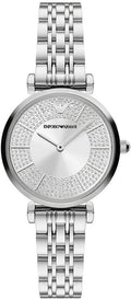 Emporio Armani Gianni T-Bar Quartz Silver Dial Silver Steel Strap Watch For Women - AR11445