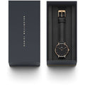 Daniel Wellington Petite Sheffield Black Dial Black Leather Strap Watch For Women - DW00100168