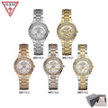 Guess Viva Diamonds Silver Dial Two Tone Steel Strap Watch for Women - W0111L5