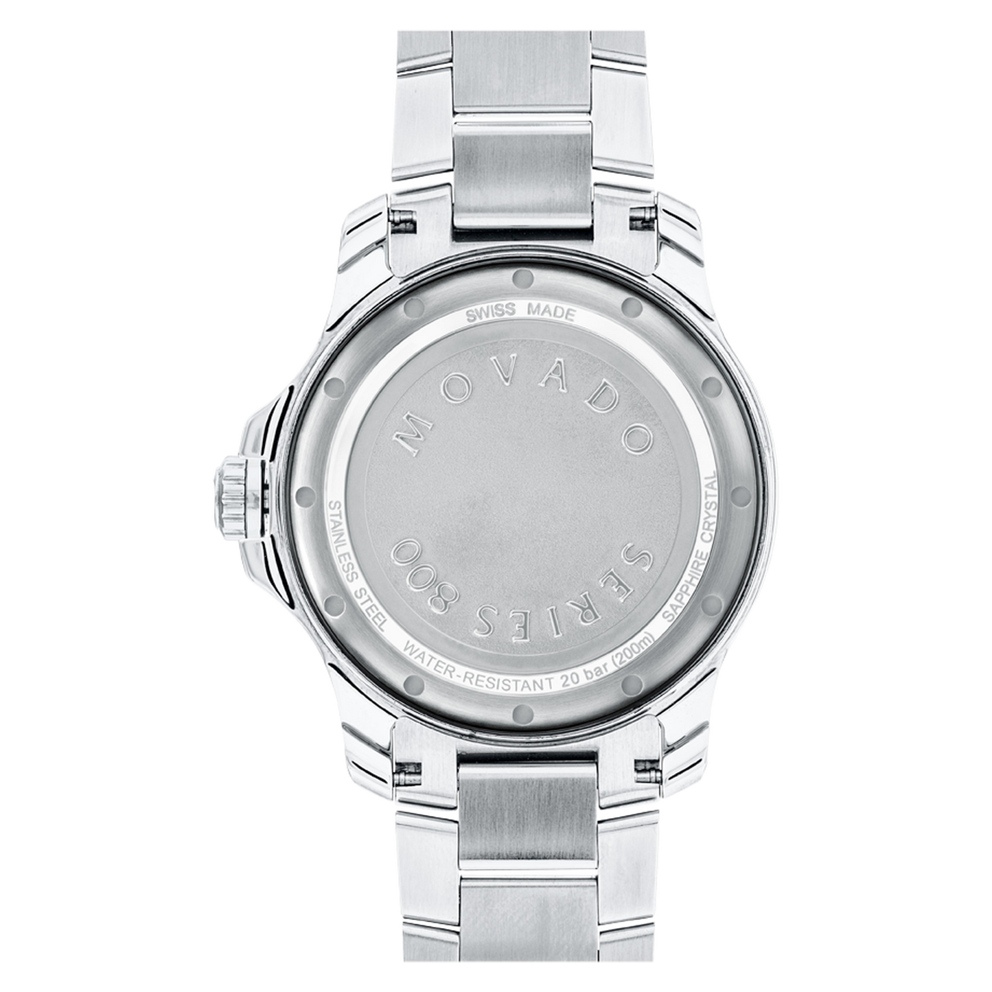 Movado Series 800 Black Dial Silver Steel Strap Watch For Men - 2600135