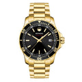 Movado Series 800 Black Dial Gold Steel Strap Watch For Men - 2600145
