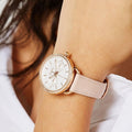 Fossil Tailor Quartz White Dial Pink Leather Strap Watch for Women - ES4393