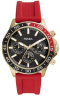 Fossil Bannon Multifunction Black Dial Red Silicone Strap Watch for Men - BQ2499