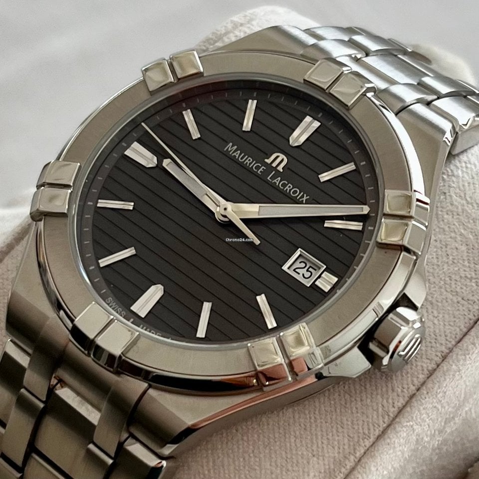 Maurice Lacroix Aikon Venturer Black Dial Silver Steel Strap Watch for Men - AI1008-SS002-331-1