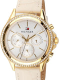 Tommy Hilfiger Ari Diamonds White Dial Cream Leather Strap Watch for Women - 1781982
