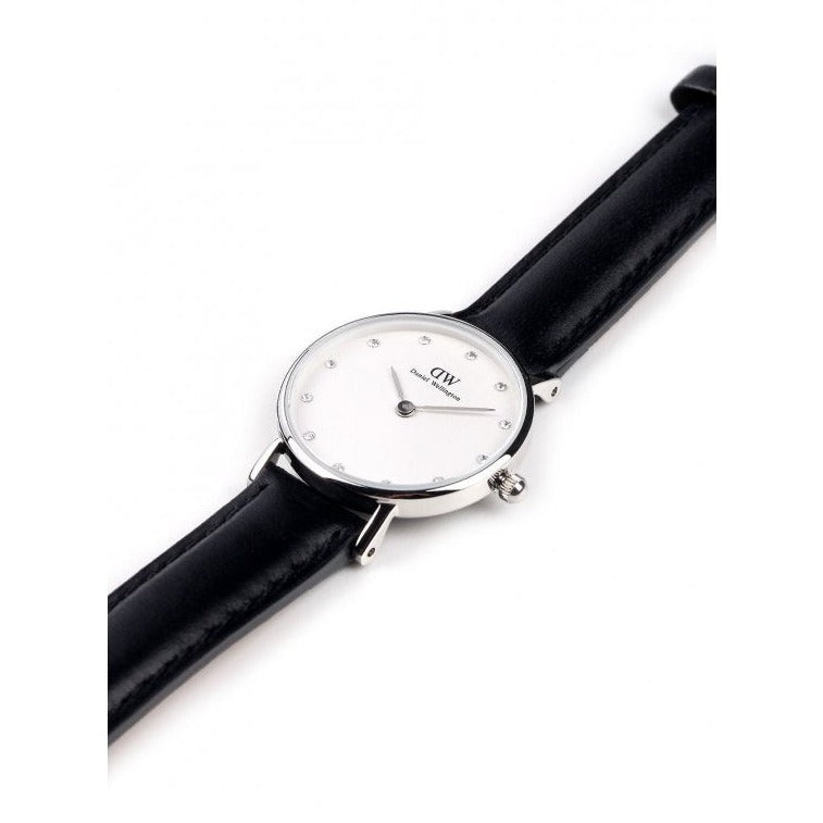 Daniel Wellington Classy Sheffield White Dial Black Leather Strap Watch For Women - DW00100068