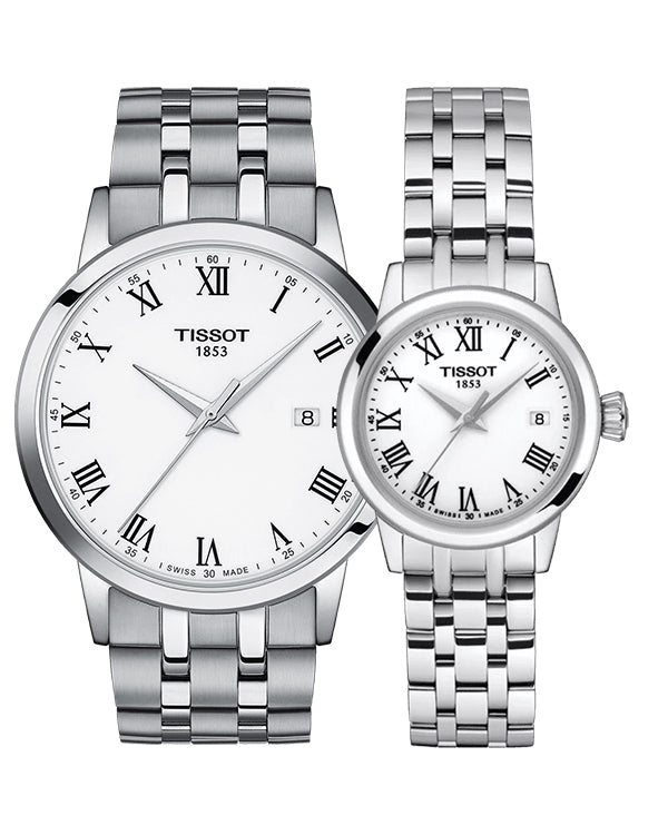 Tissot T Classic Dream White Dial Silver Steel Strap Watch For Men - T129.410.11.013.00