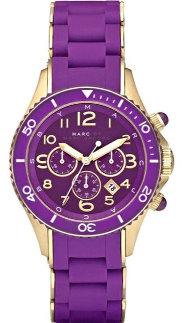 Marc Jacobs Rock Chronograph Purple Dial Purple Silicone Strap Watch for Women - MBM2549