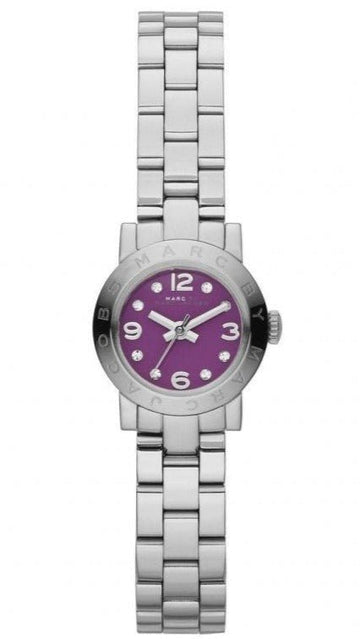 Marc Jacobs Amy Purple Dial Silver Steel Strap Watch for Women - MBM3228