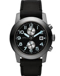 Marc Jacobs Larry Chronograph Black Dial Black Leather Strap Watch for Men - MBM5054