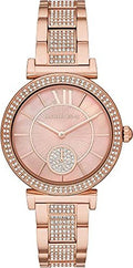 Michael Kors Abbey Three-Hand Analog Crystals Rose Gold Dial Rose Gold Steel Strap Watch for Women - MK4617