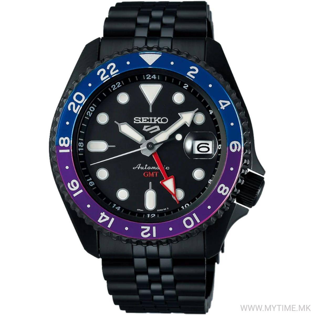 Seiko Automatic SKX GMT Yuto Horigome Limited Edition Black Dial Black Steel Strap Watch For Men - SSK027K1
