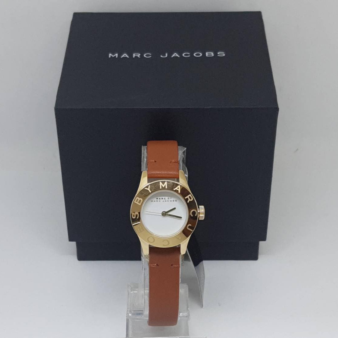Marc Jacobs Mini Blade White Dial Brown Leather Strap Watch for Women - MBM1219