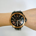 Michael Kors Wren Chronograph Black Dial Black Steel Strap Watch For Men - MK8933