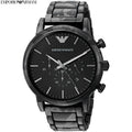 Emporio Armani Luigi Chronograph Black Dial Black Steep Strap Watch For Men - AR11045